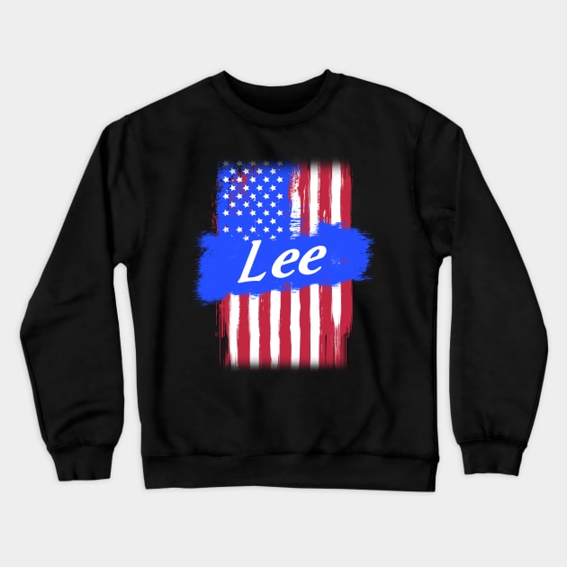 American Flag Lee Family Gift For Men Women, Surname Last Name Crewneck Sweatshirt by darius2019